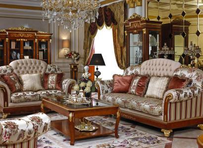Baroque Rococo Sofa set Set Sofa Suite Couch Sofas Upholstery 2+1